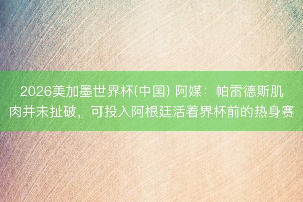 2026美加墨世界杯(中国) 阿媒:帕雷德斯肌肉并未扯破,可投入阿根廷活着界杯前的热身赛
