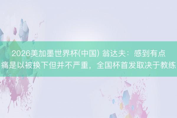 2026美加墨世界杯(中国) 翁达夫：感到有点痛是以被换下但并不严重，全国杯首发取决于教练