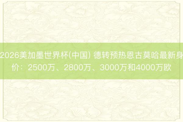 2026美加墨世界杯(中国) 德转预热恩古莫哈最新身价:2500万、2800万、3000万和4000万欧