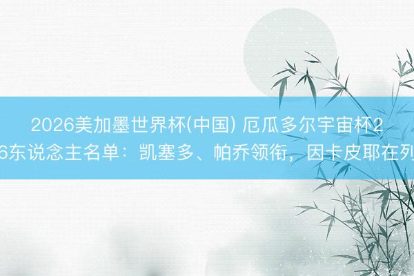 2026美加墨世界杯(中国) 厄瓜多尔宇宙杯26东说念主名单：凯塞多、帕乔领衔，因卡皮耶在列