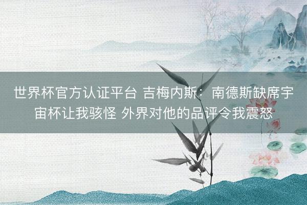 世界杯官方认证平台 吉梅内斯：南德斯缺席宇宙杯让我骇怪 外界对他的品评令我震怒