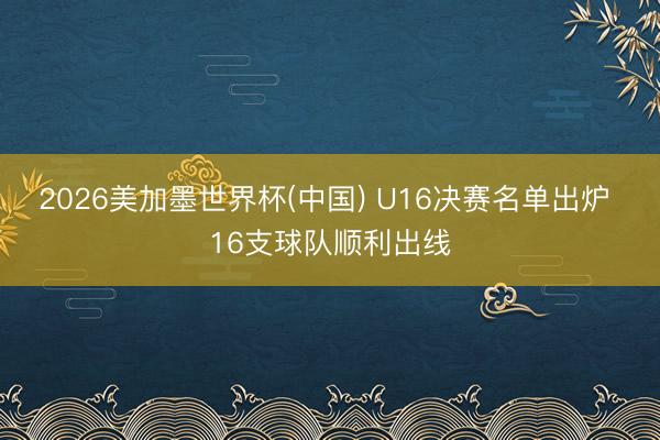 2026美加墨世界杯(中国) U16决赛名单出炉 16支球队顺利出线