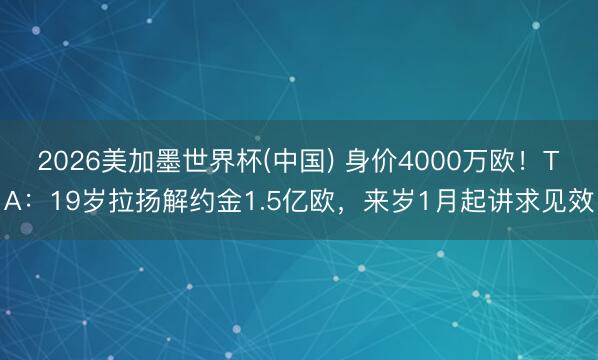 2026美加墨世界杯(中国) 身价4000万欧！TA：19岁拉扬解约金1.5亿欧，来岁1月起讲求见效