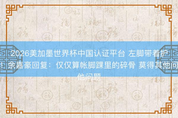 2026美加墨世界杯中国认证平台 左脚带着护具！余嘉豪回复：仅仅算帐脚踝里的碎骨 莫得其他问题